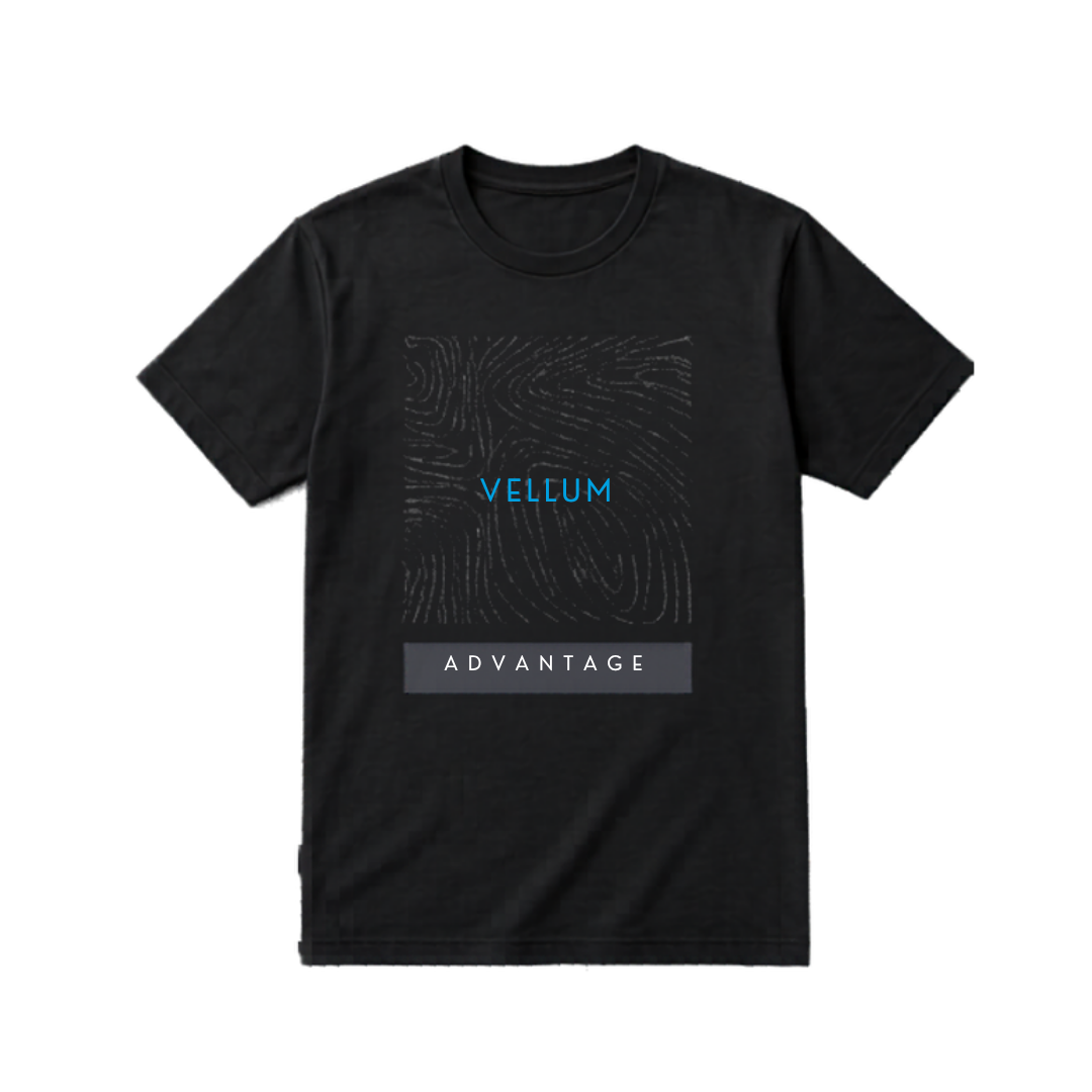 Vellum T-Shirt Abstract Print - Blue Text