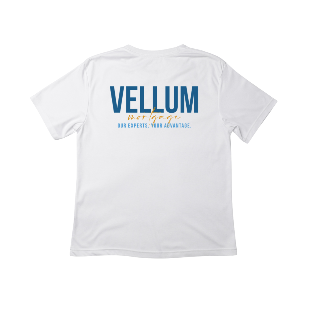 Vellum Blue and Gold Text Shirt